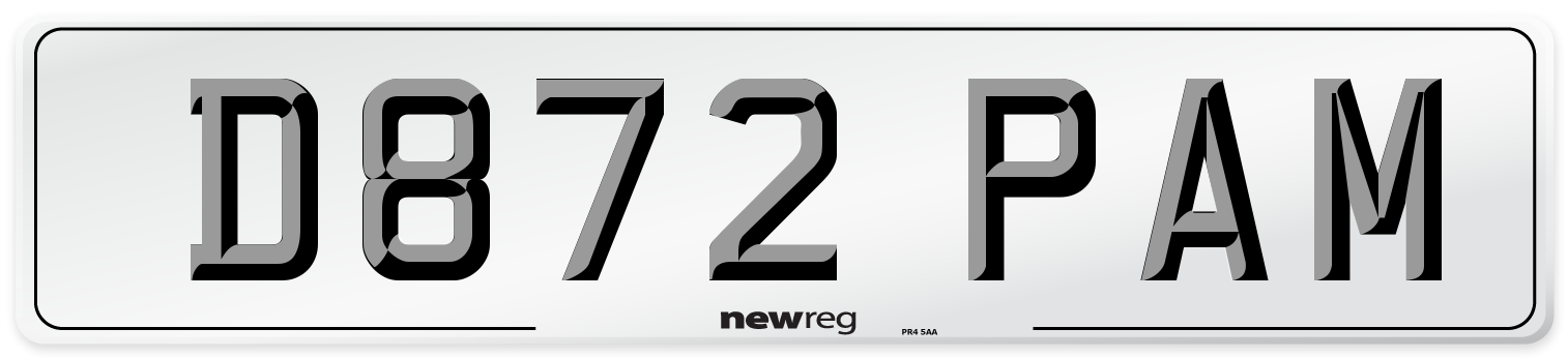 D872 PAM Number Plate from New Reg
